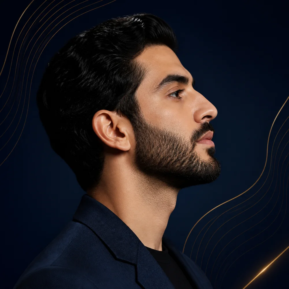 نمای نیمرخ چانه و خط فک برای ارزیابی رفع غبغب